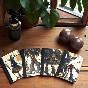 Set of Artistic Witch-Themed Mini Composition Notebooks